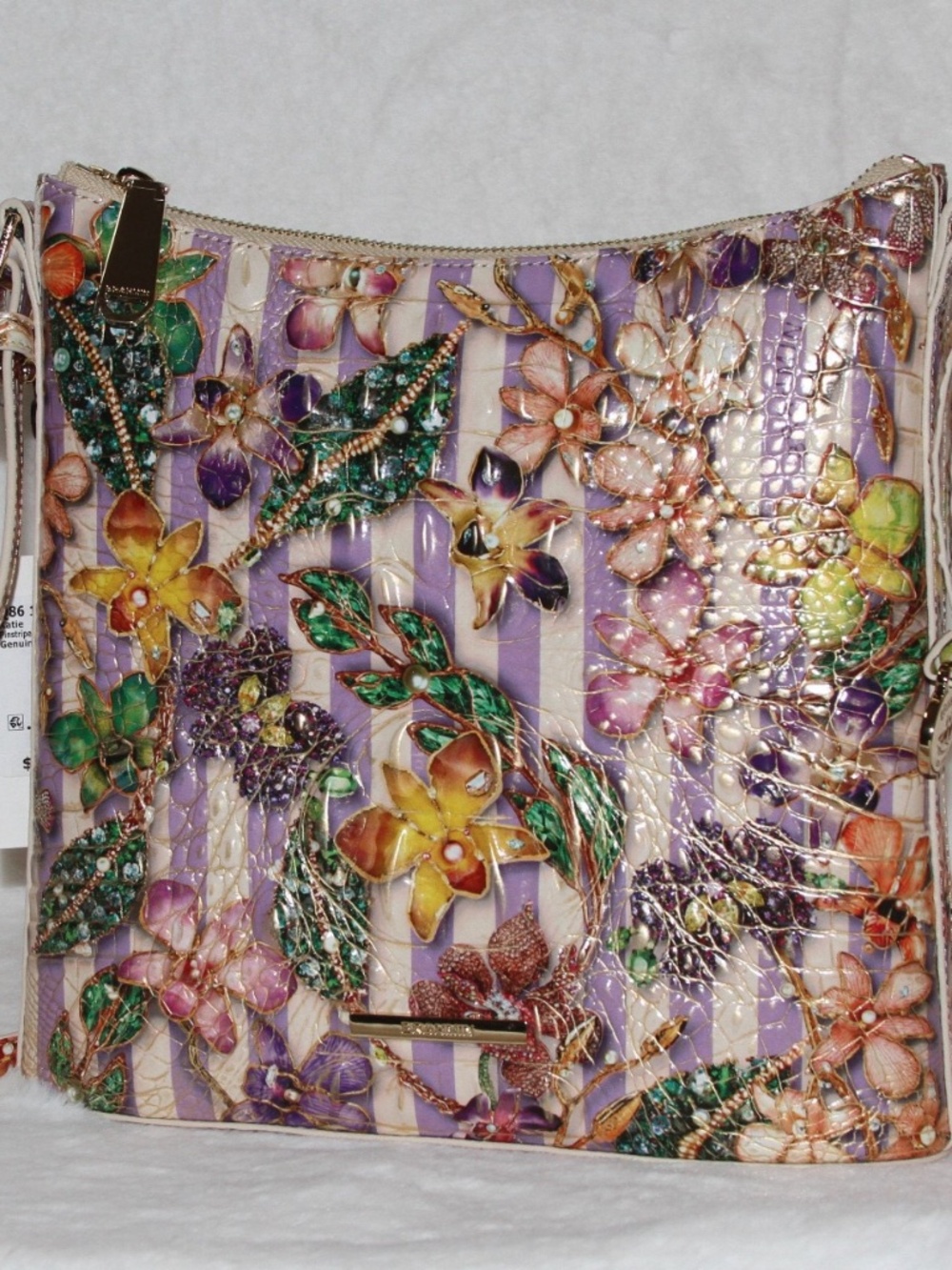 NWT Brahmin Katie Crossbody Floral Orchids Melbourne Leather Purse